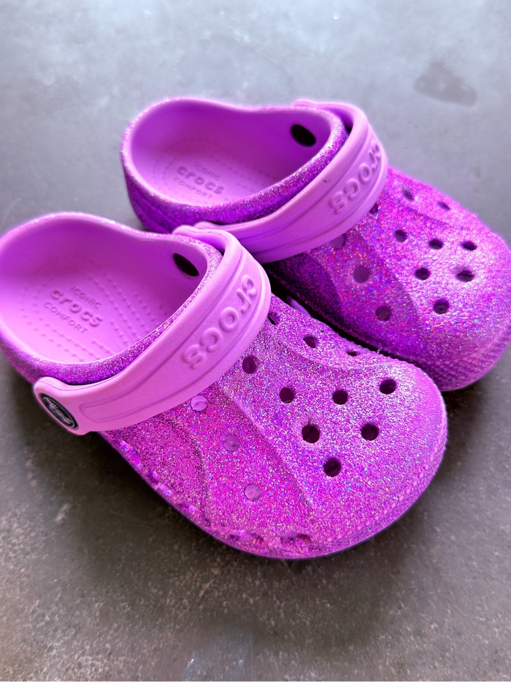 Crocs Kids' Classic Glitter Clog - Purple c9